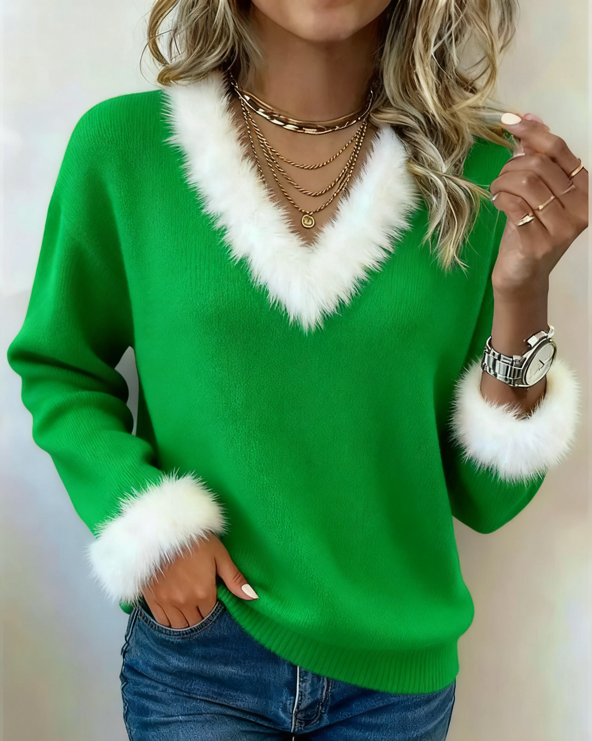 Women's Casual Christmas Color-Block Top
