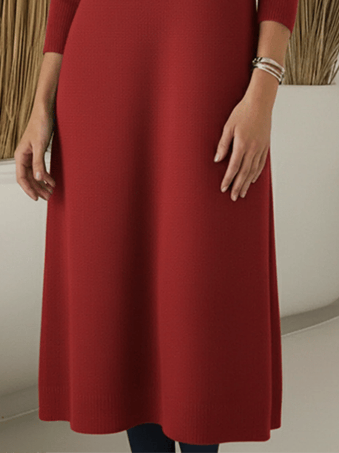 Women'S Casual Solid Color Long-Sleeved Dress