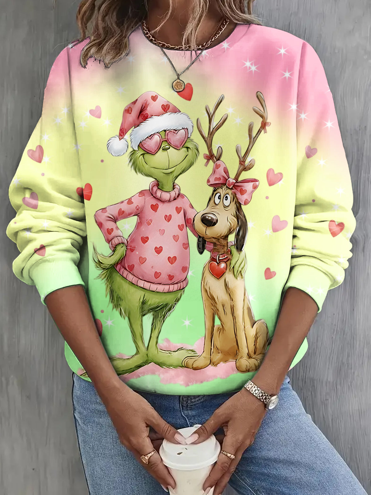 Fun Cartoon Valentine's Day Long Sleeve Casual Top
