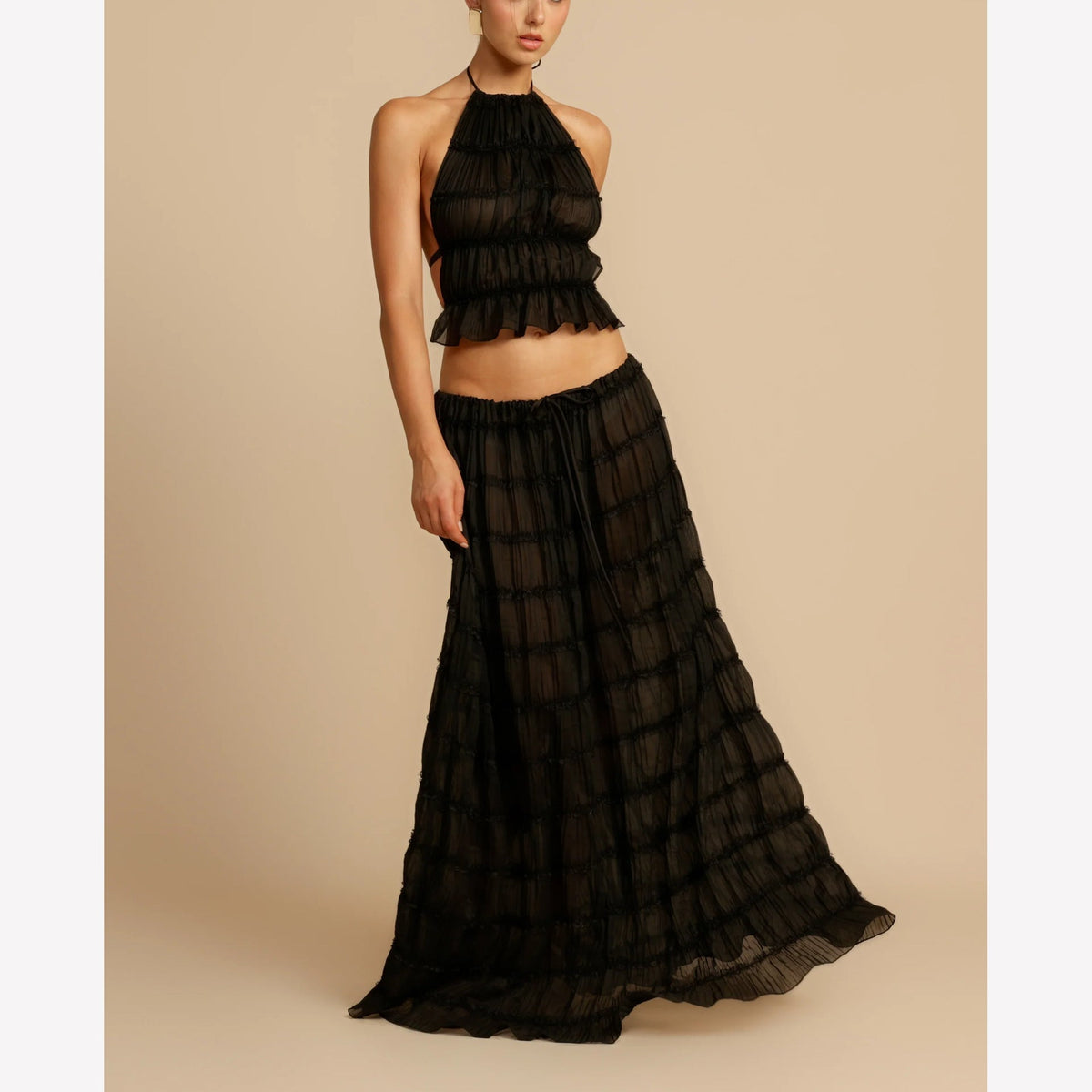 Sexy Women Sleeveless Halter Two-Piece Set
