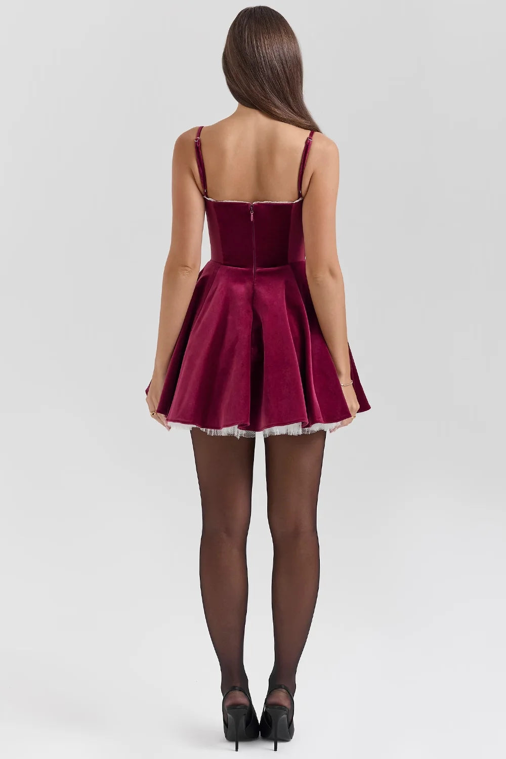 Sexy Lace Tube Top Christmas A- line Dress