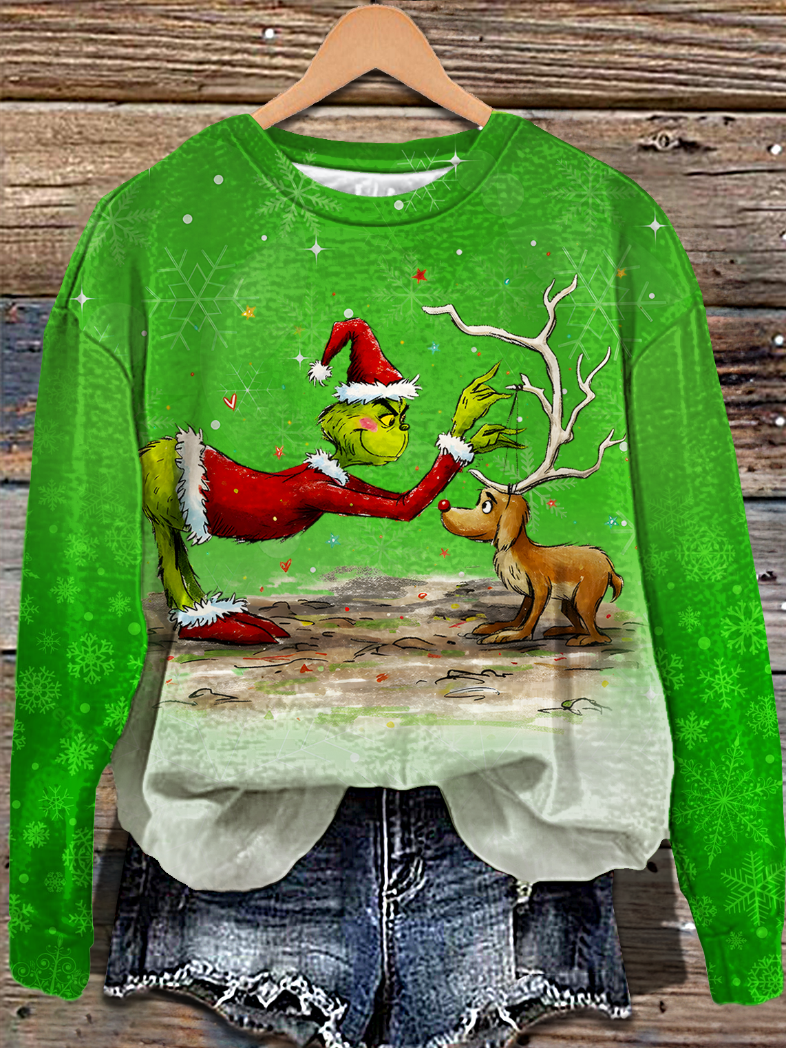 Retro Christmas Printed Long Sleeve Casual Top