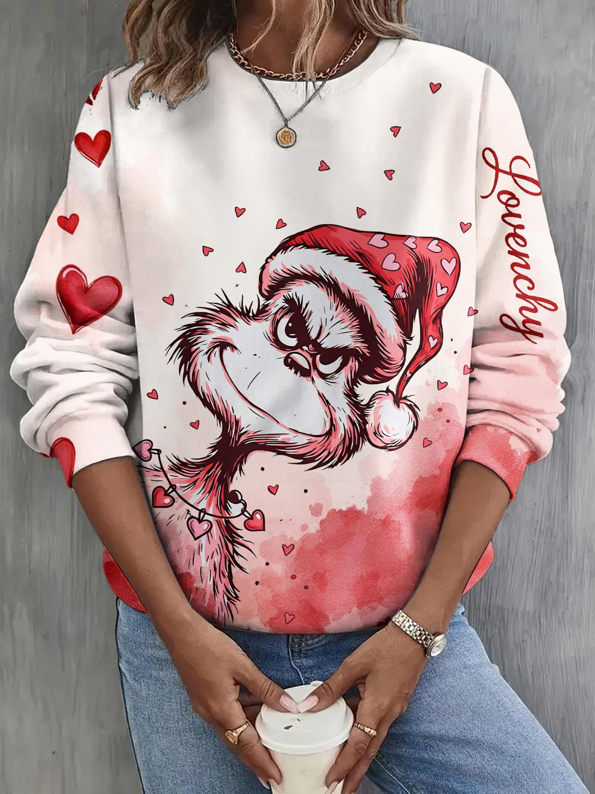 Valentine's Day Cute Grinch Long Sleeve Casual Top