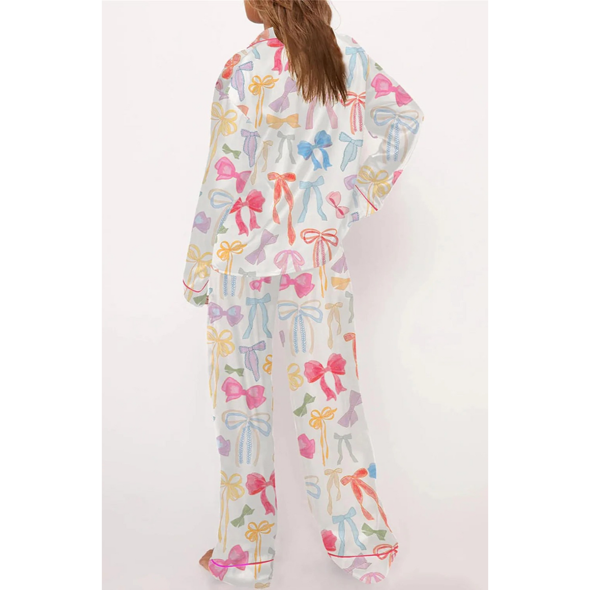 Bow Long Sleeve and Pants Pajama Set