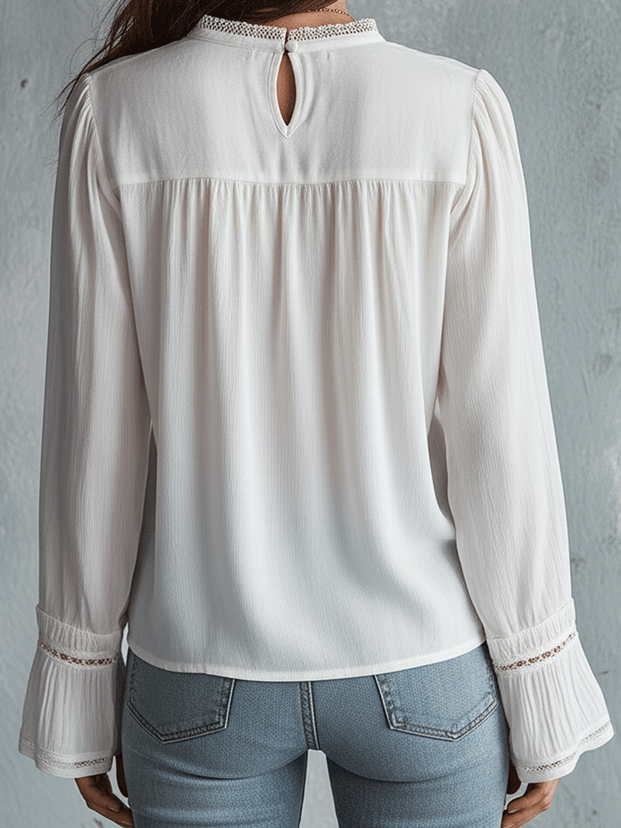 Relaxed Effortless Boho Chic White Blouse