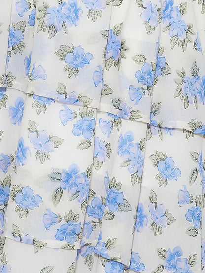 Tie front printing dress