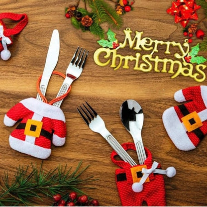 6 Pieces Christmas Silverware Holders Knife Fork Pouch Bag