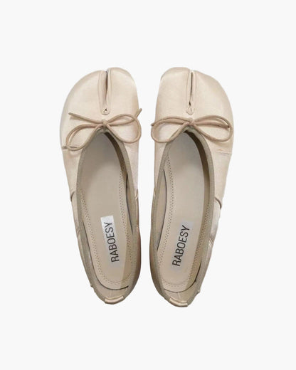 Satin Wrinkles Tabi Ballet Flats