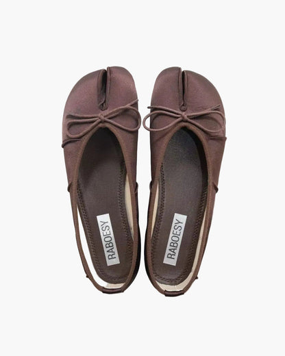 Satin Wrinkles Tabi Ballet Flats