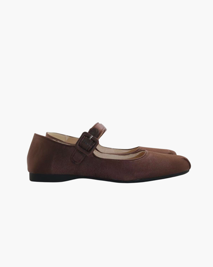 Satin Square Toe Mary Jane Flats