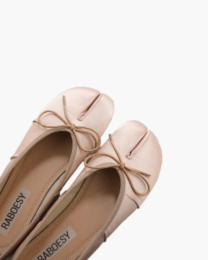 Satin Wrinkles Tabi Ballet Flats