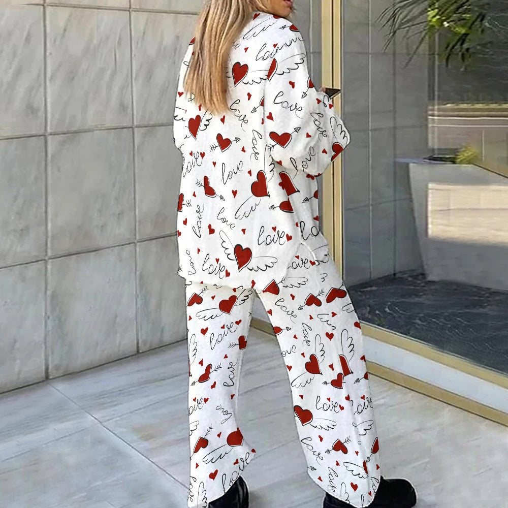 Valentine's Day Love Letter Loungewear Set For Women