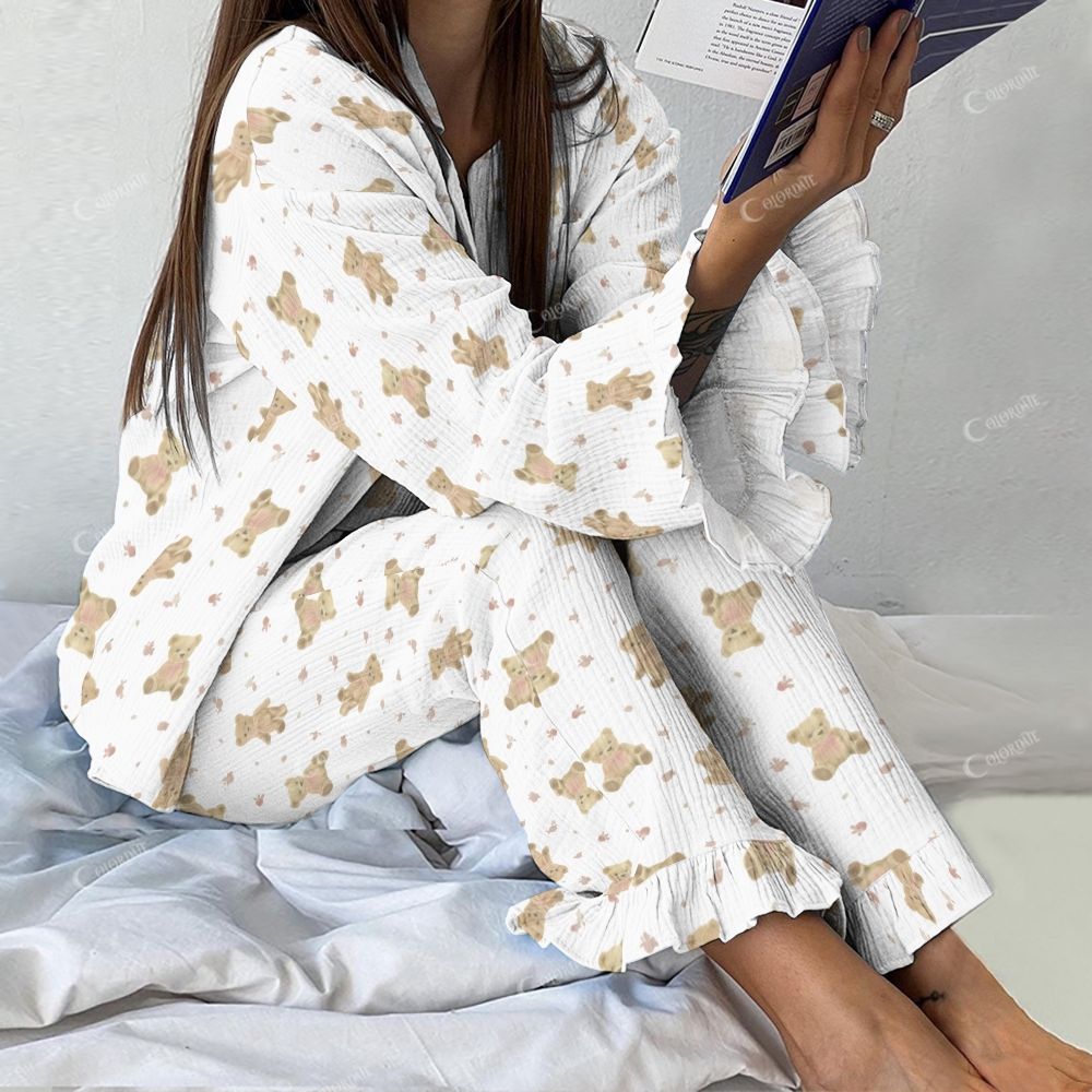 Moonbear Women's Vintage Fashion Bear Printed  Suit