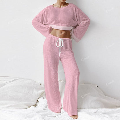 Women's Pure Pink Long Sleeve Cotton Homewear Set