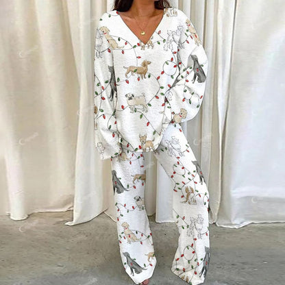 Colordate Puppy And Lamp Print Loungewear Set For Women