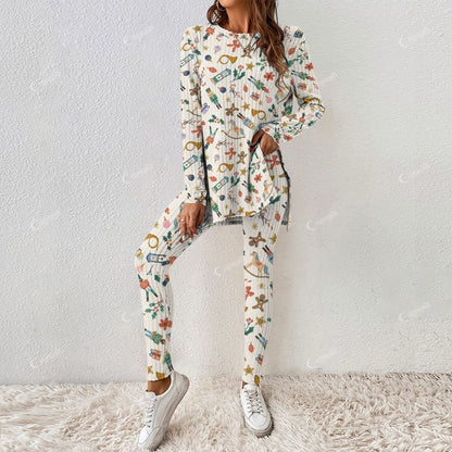 Christmas Nutcracker Pattern Women's Long Sleeve Suit