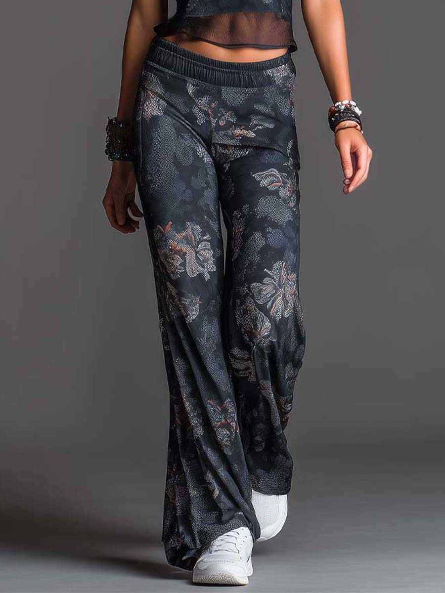 Bohemian Mesh Tank Top And Wide-Leg Pants Loungewear Set