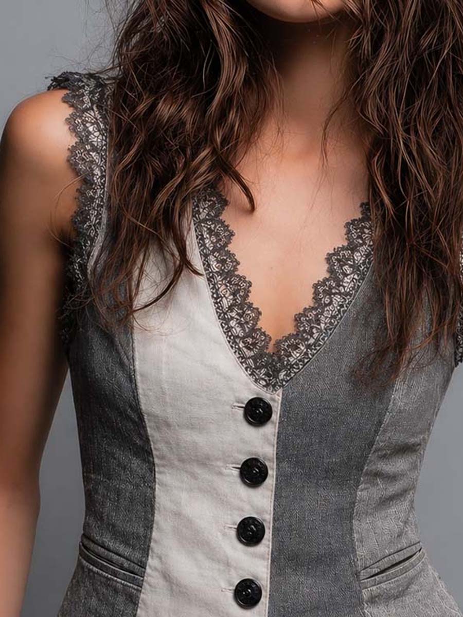 Bohemian Retro Cotton-Linen Lace Trim Vest