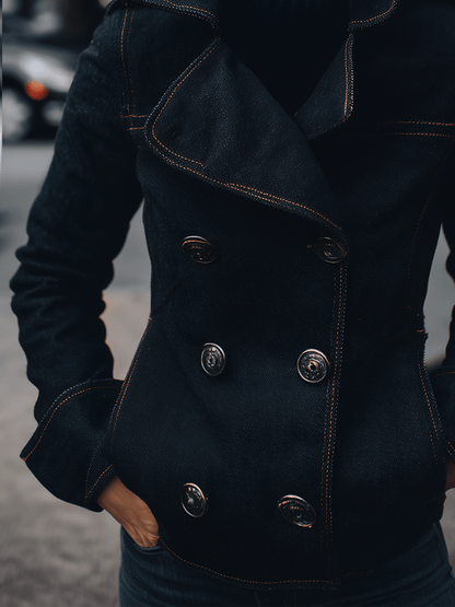 Chic Structured Oversized Collar Peacoat