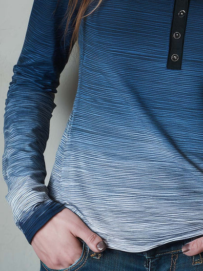 Indigo Ombre Long Sleeve Henley