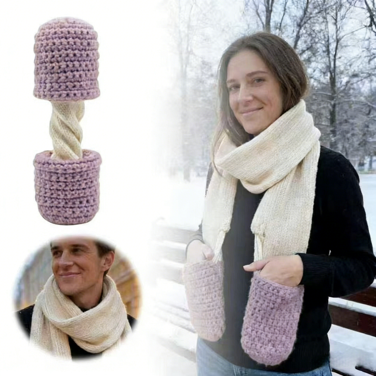 Handmade Chunky Knit Scarf & Basket Set - Cozy Winter Accessories