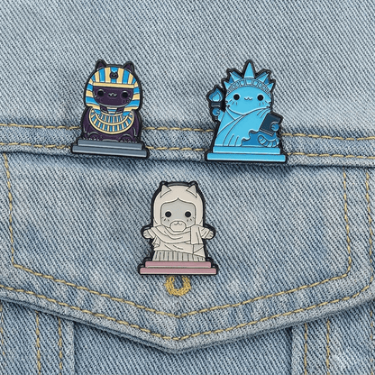 "Famous Cat Statue" Pin Set