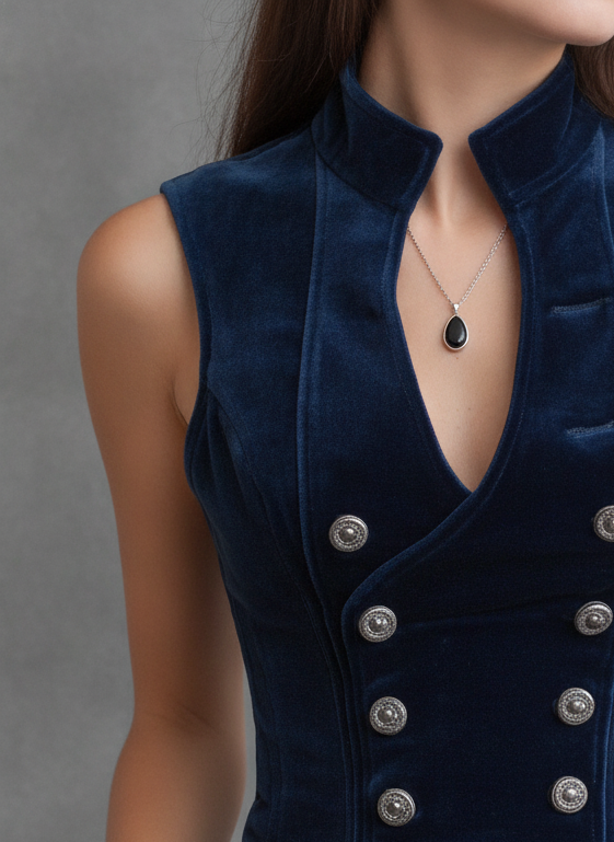 Vintage Stand Collar Button Velvet Vest