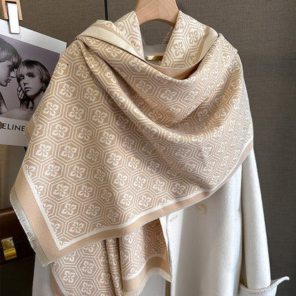 Four-Leaf Flower Fashion Artificial Cashmere Scarf Female Winter All-matching