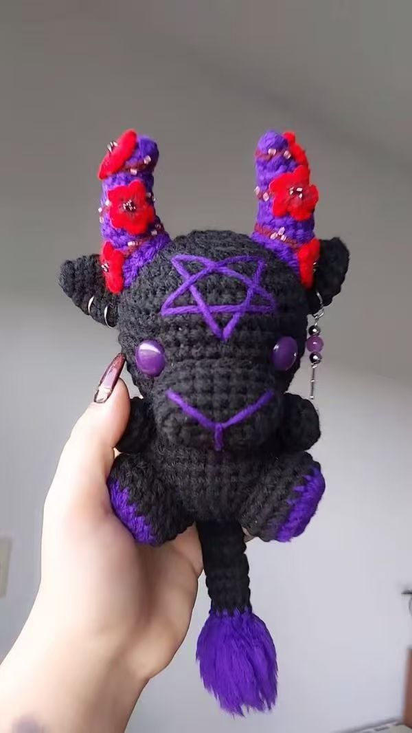 Handmade Crochet Demon Doll - Gothic Plush Toy