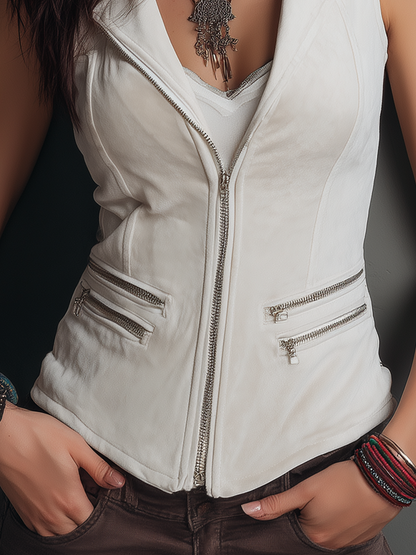 Vintage Velvet Multi-zipper Vest