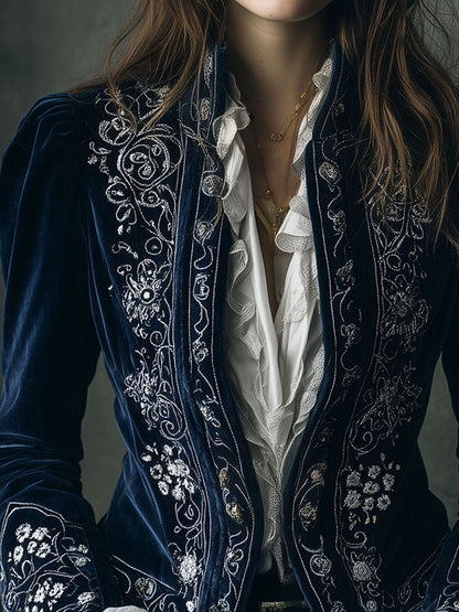 Vintage Baroque Velvet Embroidered Blazer