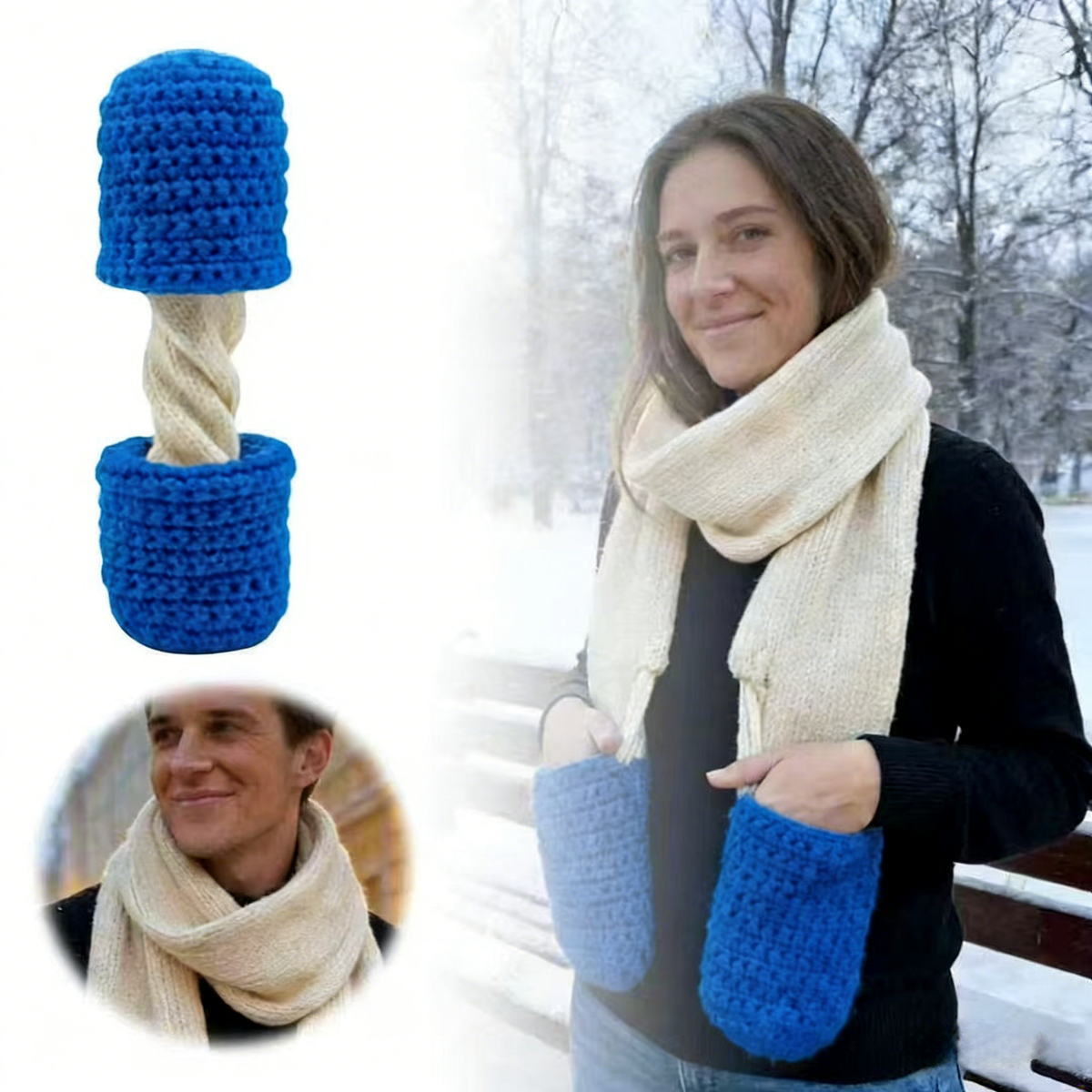 Handmade Chunky Knit Scarf & Basket Set - Cozy Winter Accessories