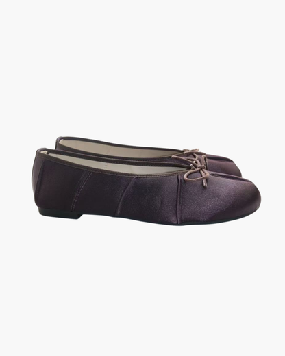 Satin Wrinkles Tabi Ballet Flats