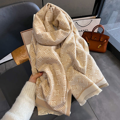 Four-Leaf Flower Fashion Artificial Cashmere Scarf Female Winter All-matching