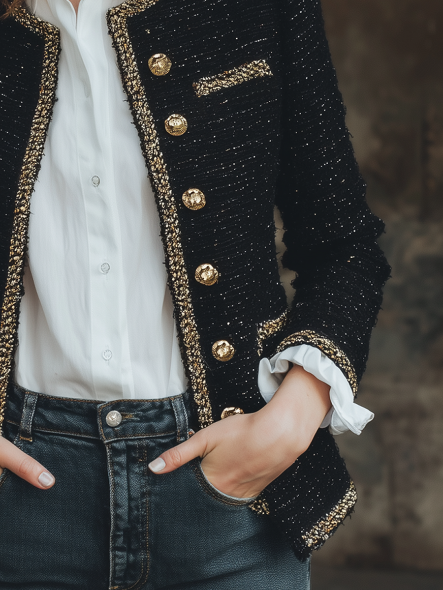Vintage Chanel-style Contrast-trimmed Jacket