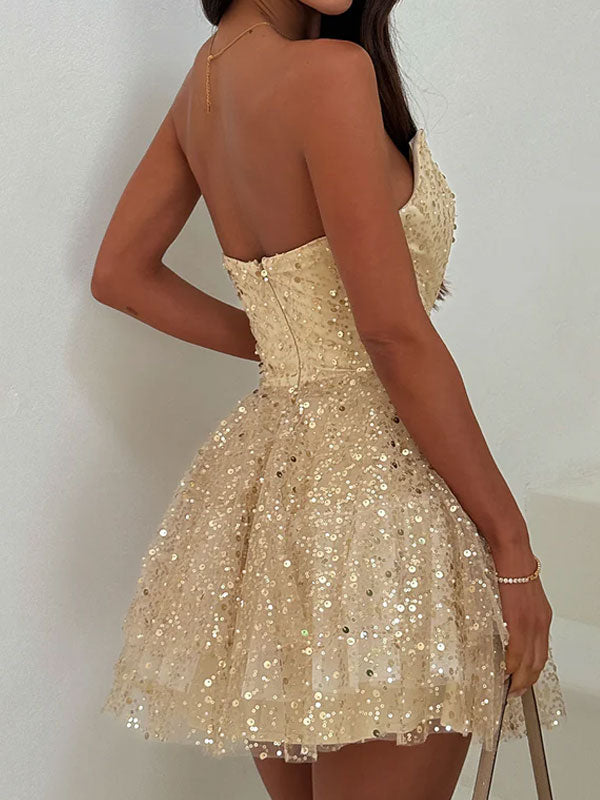 Strapless sequin bodycon dress