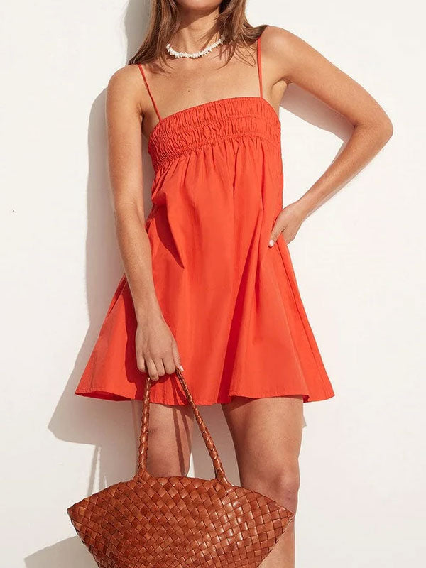 Thin straps ruched dress
