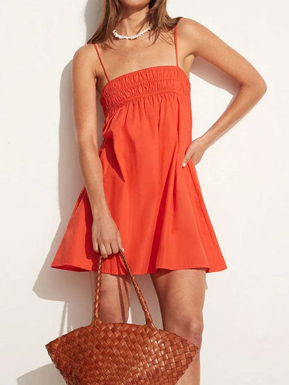 Thin straps ruched dress