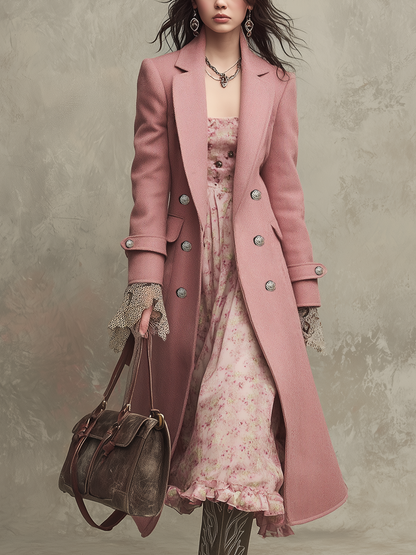 Vintage Double-breasted Wool-blend Coat