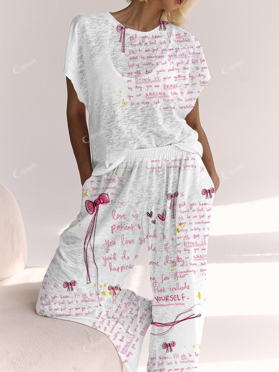 Ladies Cotton Loose Short Sleeve Suit