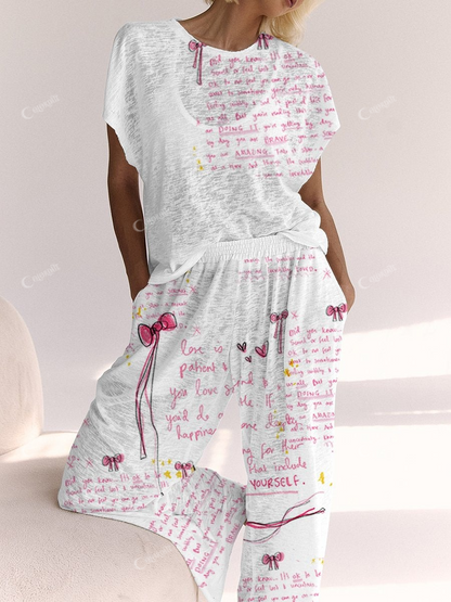 Ladies Cotton Loose Short Sleeve Suit