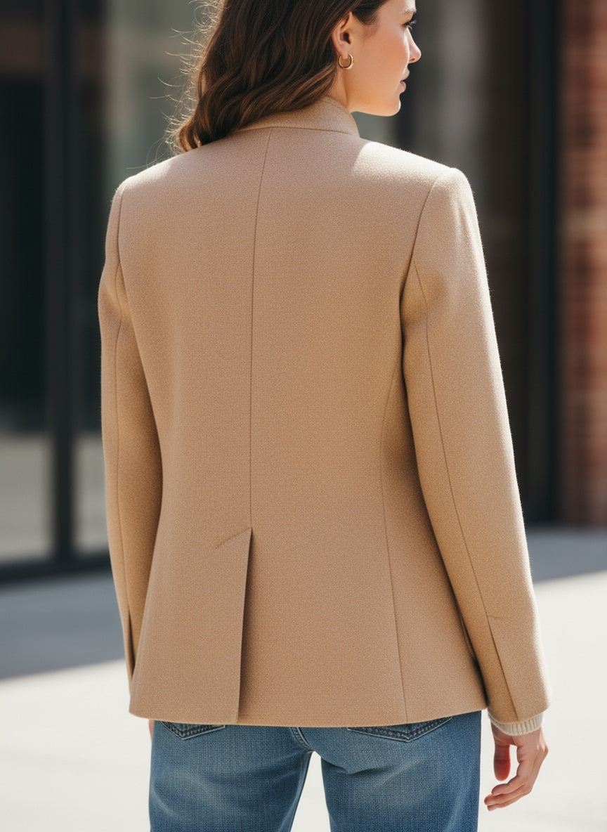Classic Stand-Collar Wool Blend Jacket