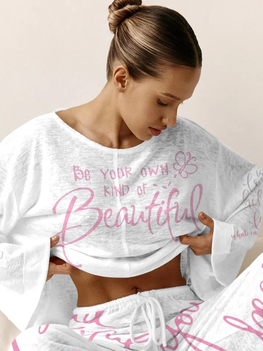 Women's Pink Inspirational Long Sleeve Pants Set