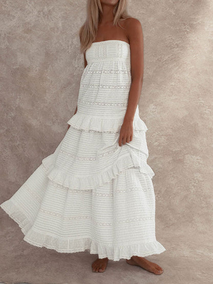 Off shoulder frill maxi dress