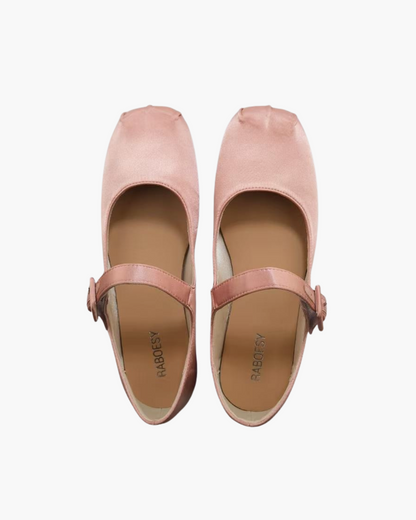 Satin Square Toe Mary Jane Flats
