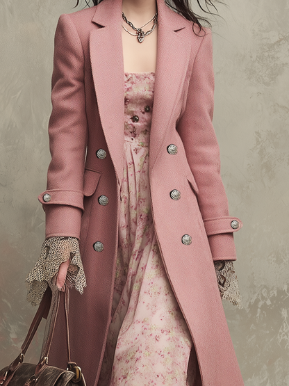 Vintage Double-breasted Wool-blend Coat