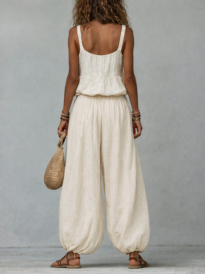 Boho Embroidered Vest & Balloon Pants Set