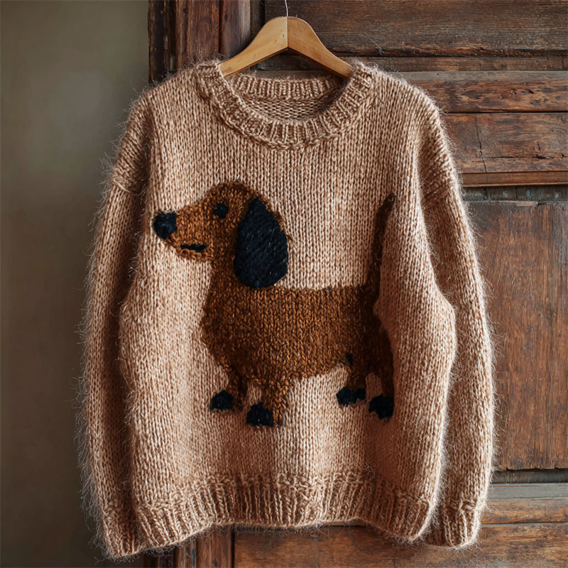 Lovely Dachshund Knit Cozy Fuzzy Sweater