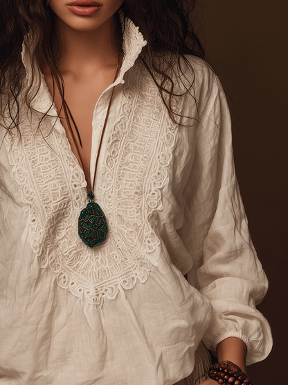 Boho Tuscany Nomad Linen Blouse