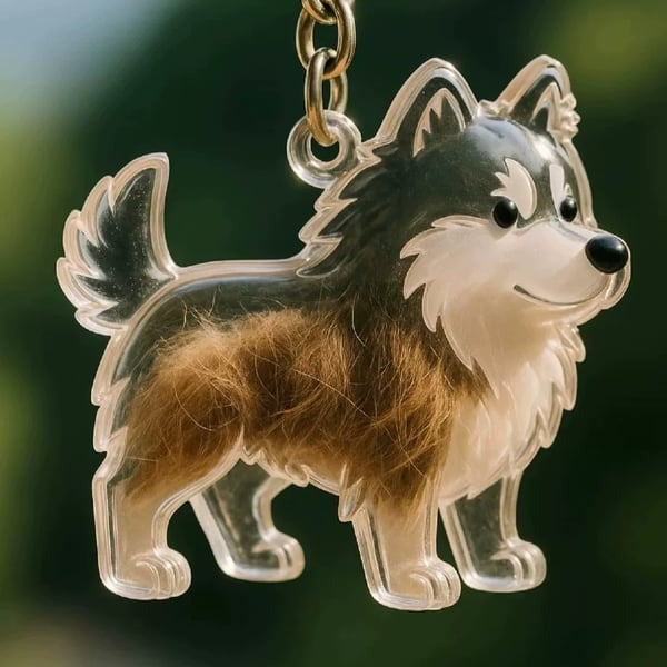 Dog Hair Collector Keychain Charm Memorial Storage Box